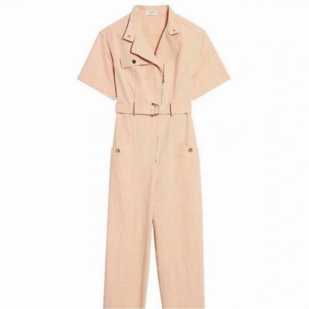 Sandro pink linen jumpsuit